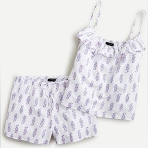 J. Crew Cotton Linen Pajama Floral Ruffled sz XS LIKE NEW